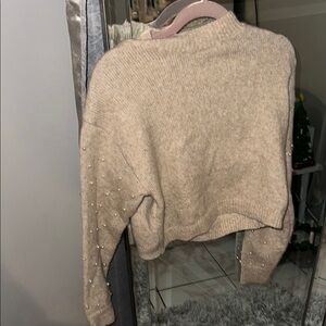Women's Beige Sweater crop top